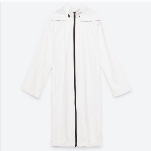 Zara white long zipped raincoat - Picture 3 of 3